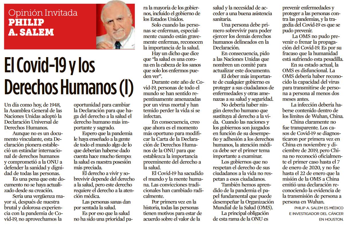 El Covid-19 y losDerechos Humanos