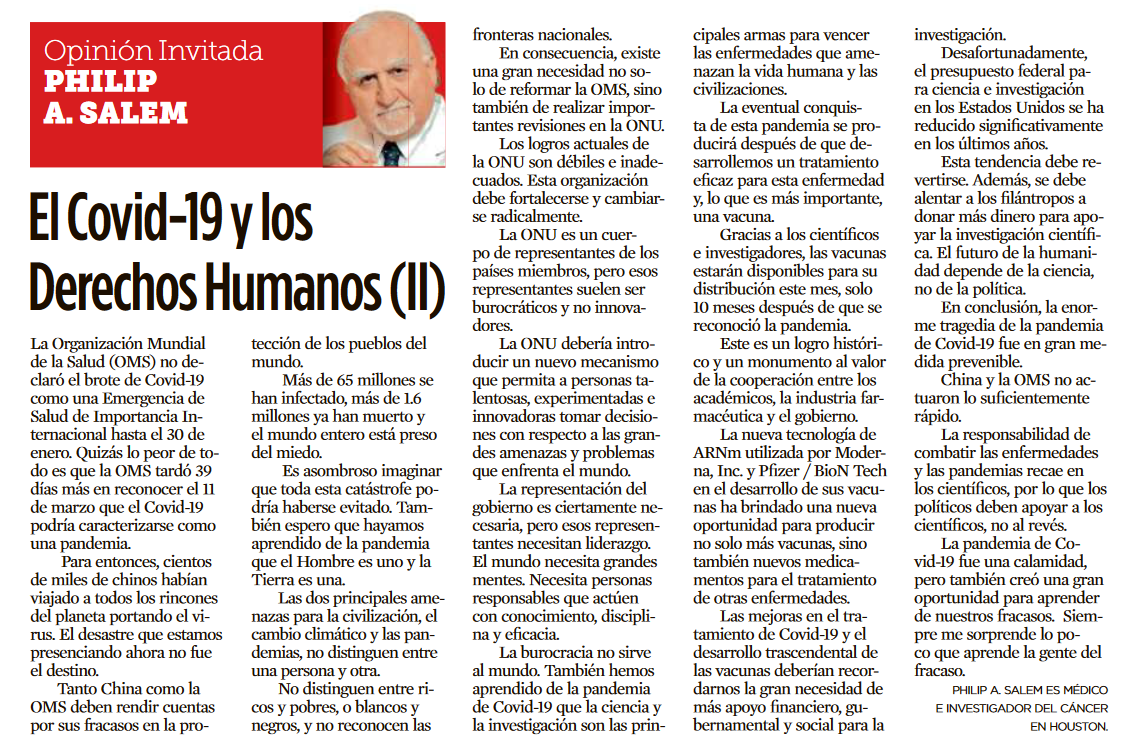 El Covid-19 y losDerechos Humanos